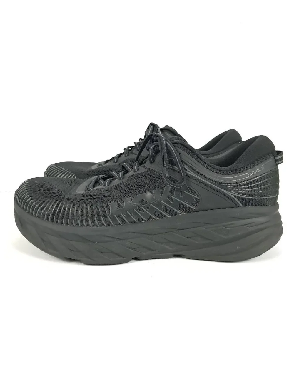 Hoka Bondi 7 Shoes Men 12 4E X-WIDE Black Athletic Cushion Sneakers 1117033 BBLC